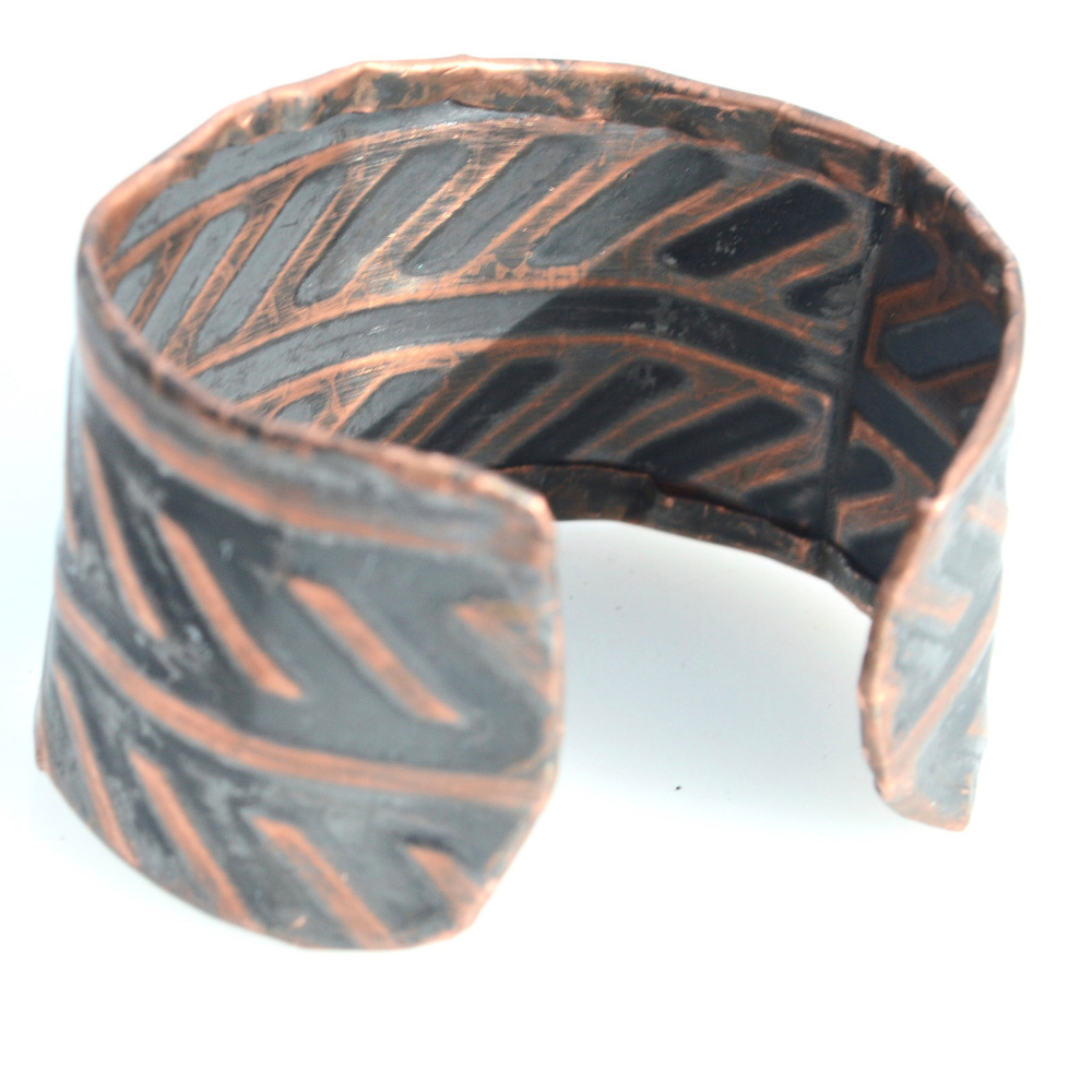 Industrial Pure Copper Cuff Bracelet Wide Bracelet Boho Minimalist Contemporary - Picture 7 of 14